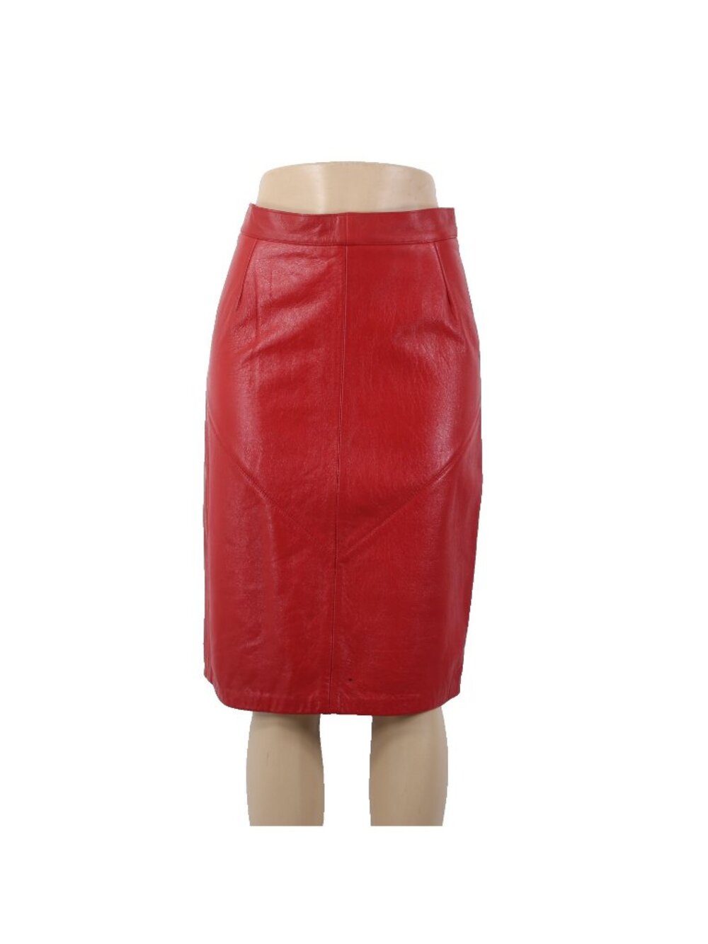 Prego Skirt Vintage Sz 13/14 Red Knee Length Lined Leather AS IS Skirt